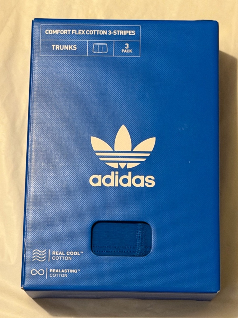 adidas Comfort Flex Cotton 3-Stripes Trunks 3 Pack Black/White/Blue Size L